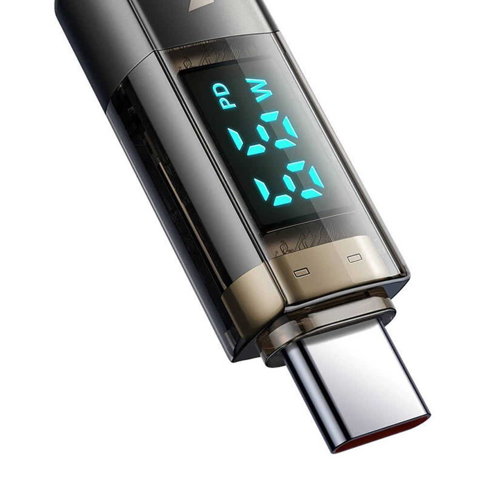 Mcdodo - Data Cable (CA-3630) - Type-C to USB-A, 6A Digital Display, Auto Power Off, Transparent Design, 1.2m - Black