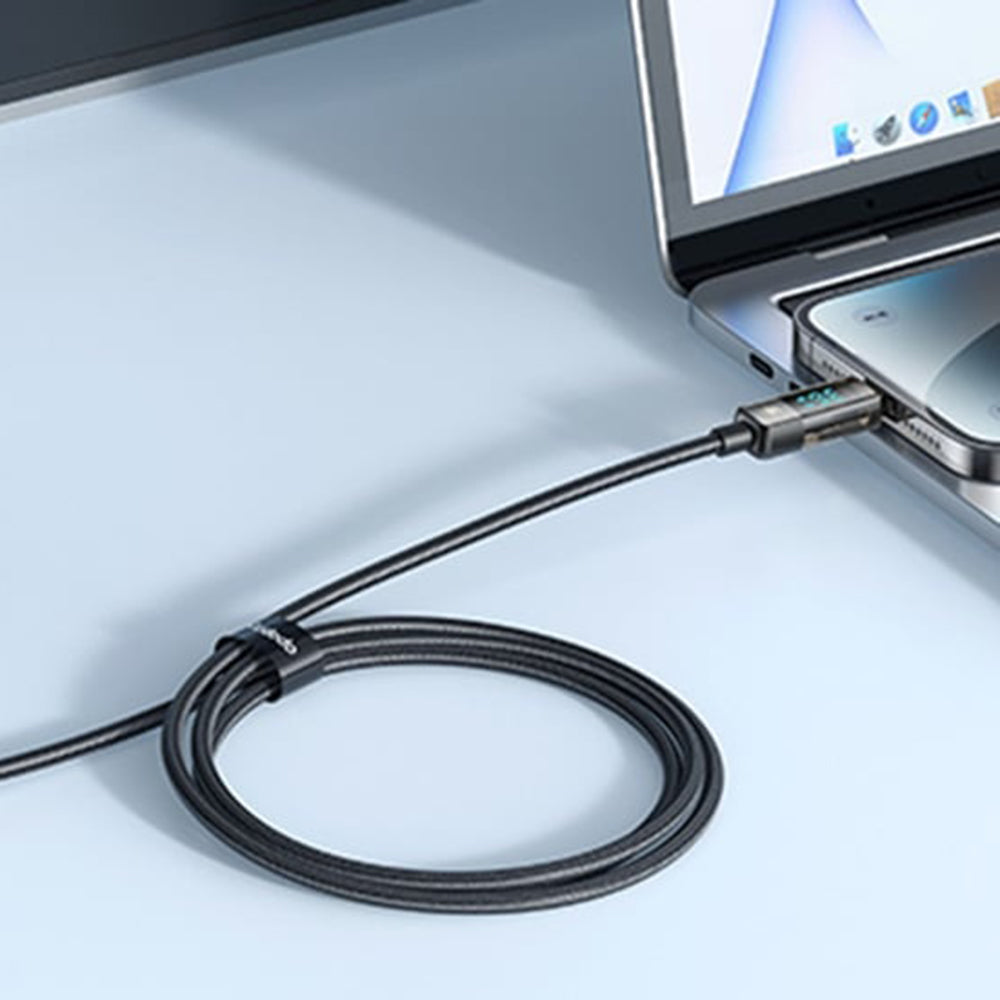 Mcdodo - Data Cable (CA-3600) - Type-C to Lightning, 36W, Digital Display, Auto Power Off, Transparent Design, 1.2m - Black