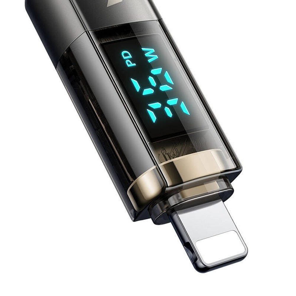 Mcdodo - Data Cable (CA-3600) - Type-C to Lightning, 36W, Digital Display, Auto Power Off, Transparent Design, 1.2m - Black
