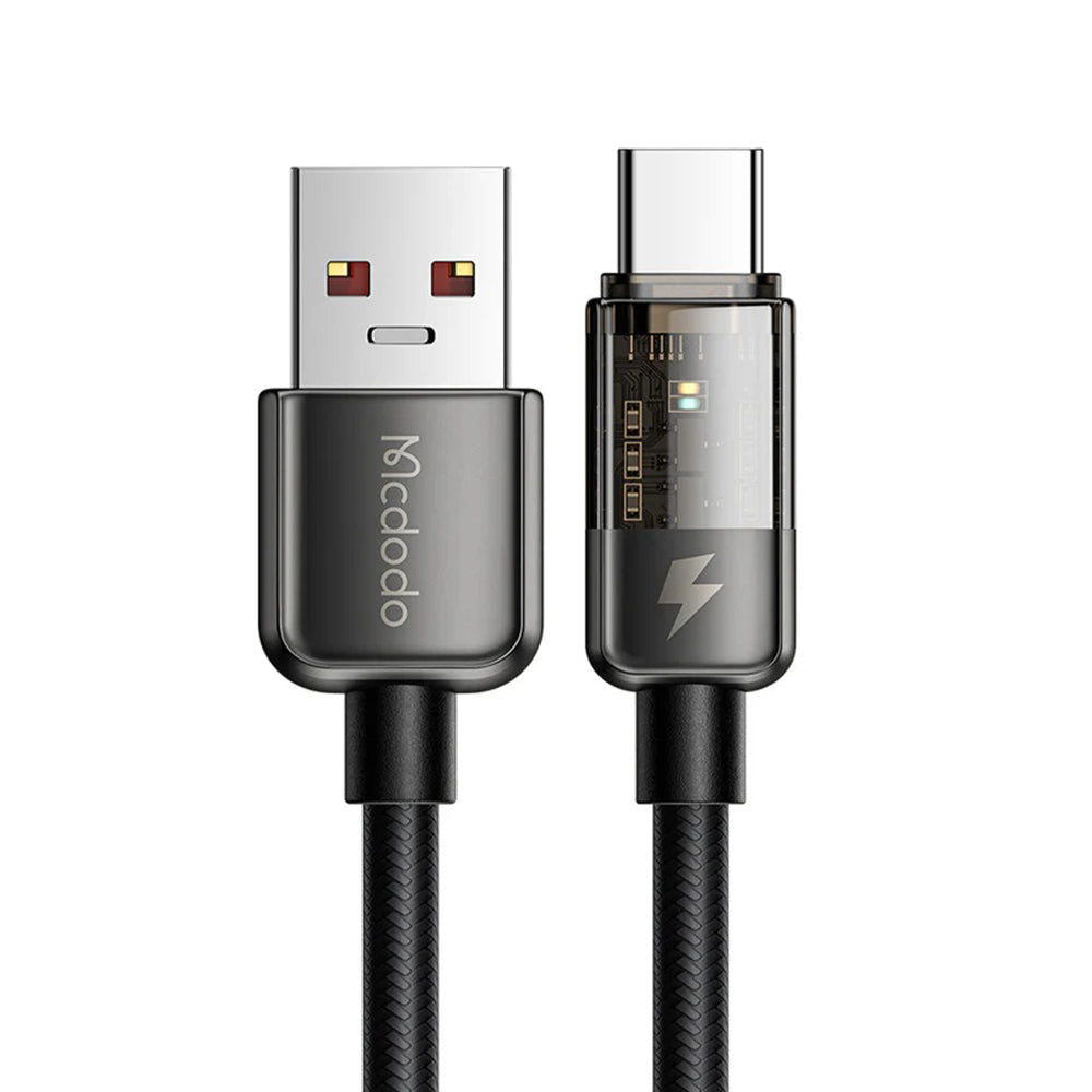 Mcdodo - Data Cable (CA-3150) - Type-C to USB-A, 6A, Super Charge, Transparent Design, Auto Power Off, 1.2m - Black