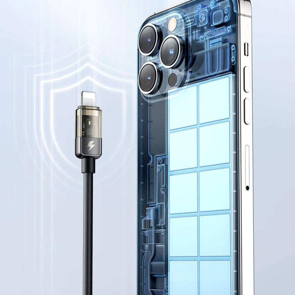 Mcdodo - Data Cable (CA-3160) - Type-C to Lightning, 36W, Transparent Design, Auto Power Off, 1.2m - Black