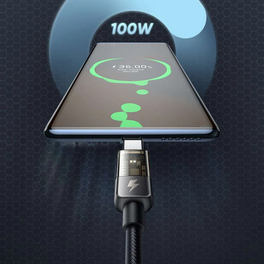 Mcdodo - Data Cable (CA-2840) - Type-C to Type-C, 100W, Fast Charging, Transparent Design, Auto Power Off, 1.2m - Black
