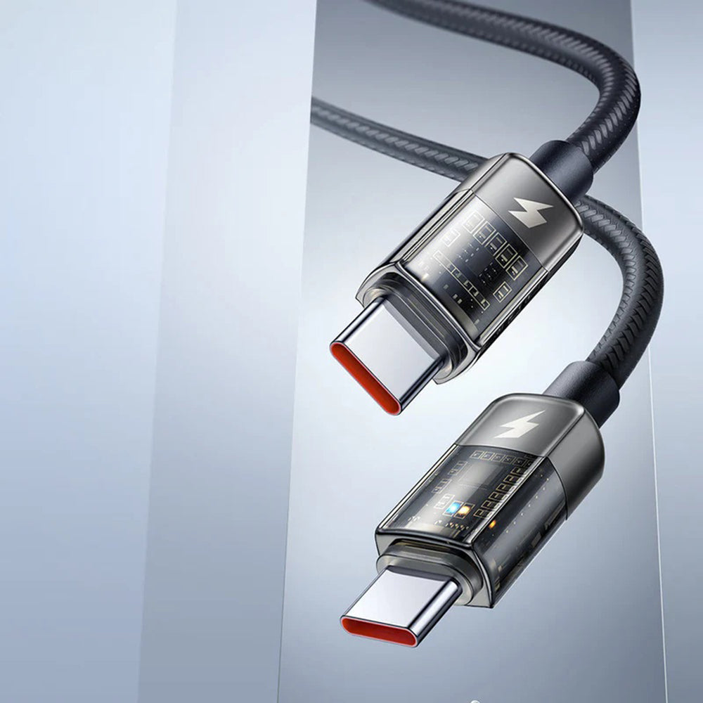 Mcdodo - Data Cable (CA-2840) - Type-C to Type-C, 100W, Fast Charging, Transparent Design, Auto Power Off, 1.2m - Black