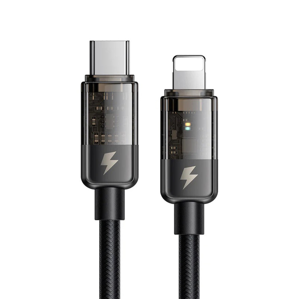 Mcdodo - Data Cable (CA-3160) - Type-C to Lightning, 36W, Transparent Design, Auto Power Off, 1.2m - Black
