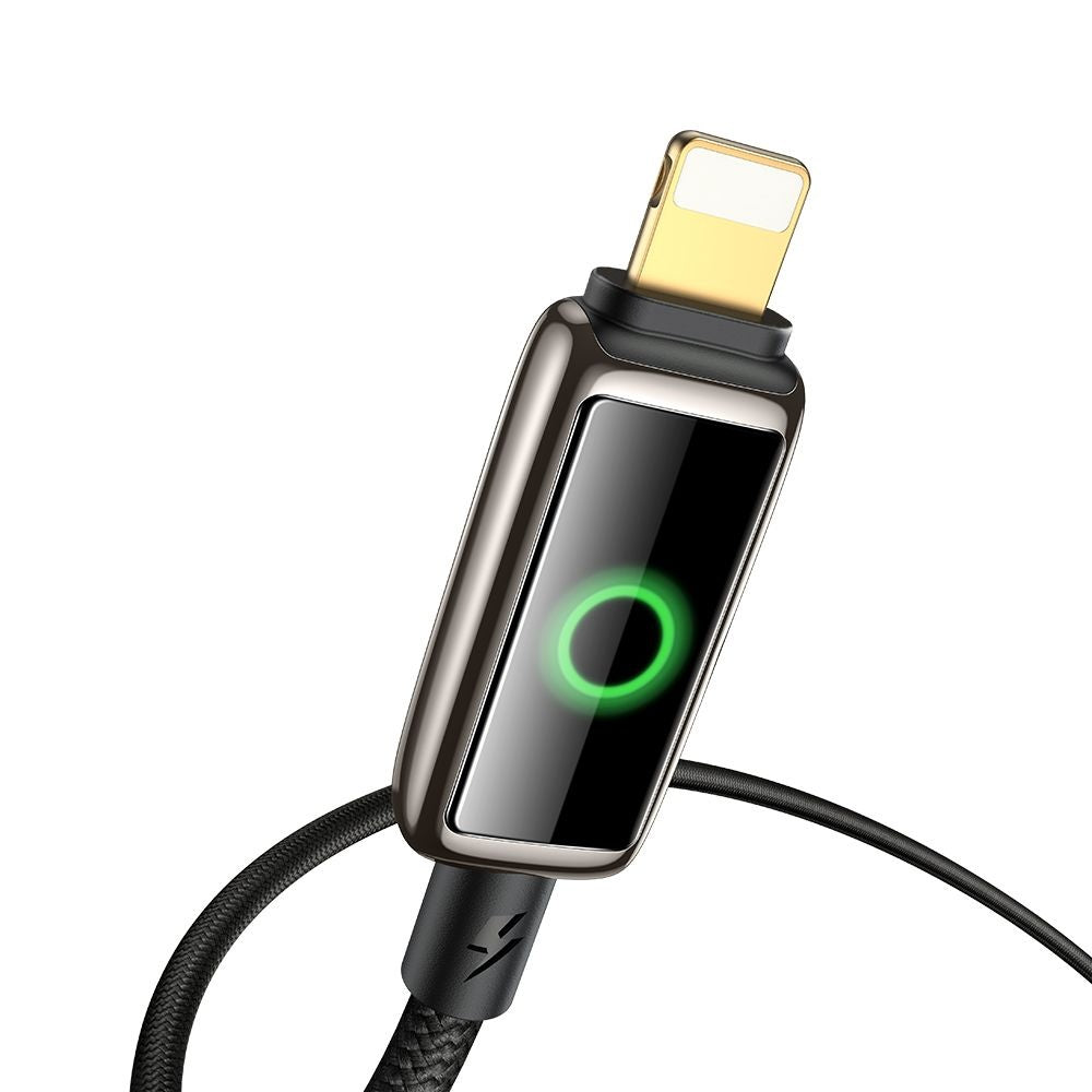 Mcdodo - Data Cable (CA-6590) - with Breathing Light LED Display, USB-A to Lightning, Auto Power Off, 3A, 1.2m - Black