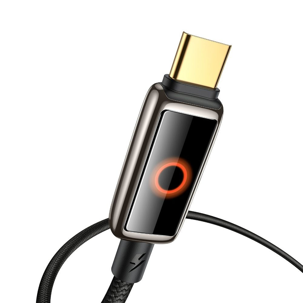 Mcdodo - Data Cable (CA-6650) - with Breathing Light LED Display, USB-C to USB-A, Auto Power Off, 6A, 1.2m - Black