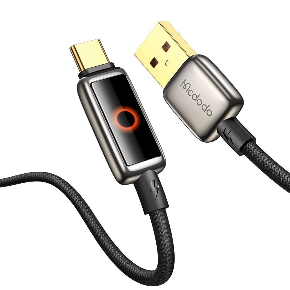 Mcdodo - Data Cable (CA-6650) - with Breathing Light LED Display, USB-C to USB-A, Auto Power Off, 6A, 1.2m - Black