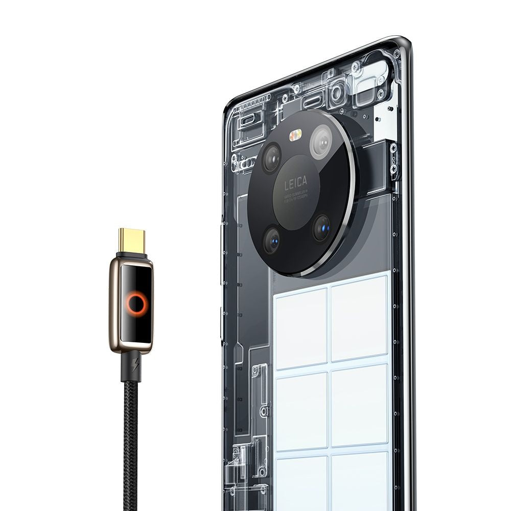 Mcdodo - Data Cable (CA-6650) - with Breathing Light LED Display, USB-C to USB-A, Auto Power Off, 6A, 1.2m - Black