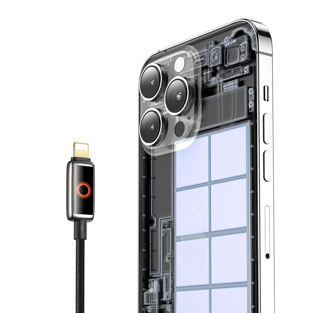 Mcdodo - Data Cable (CA-6670) - with Breathing Light LED Display, USB-C to Lightning, Auto Power Off, 36W, 1.2m - Black