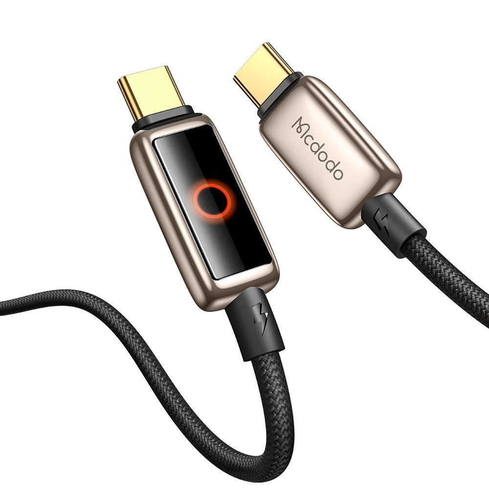 Mcdodo - Data Cable (CA-6681) - with Breathing Light LED Display, USB-C to USB-C, Auto Power Off, 100W, 1.2m - Desert Gold