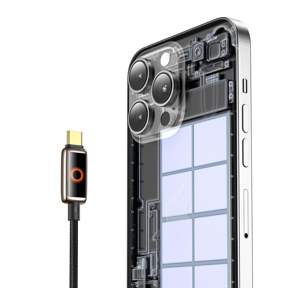 Mcdodo - Data Cable (CA-6681) - with Breathing Light LED Display, USB-C to USB-C, Auto Power Off, 100W, 1.2m - Desert Gold