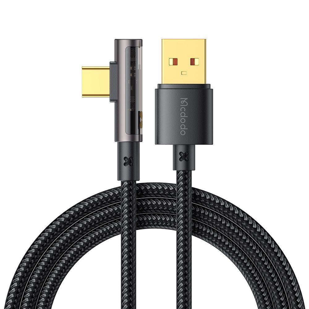 Mcdodo - Data Cable (CA-3380) - USB-C to USB-A, 90 Degree Design, 6A, Transparent Design, 1.2m - Black