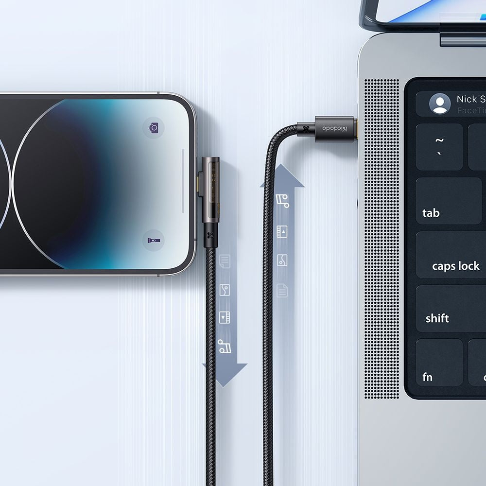 Mcdodo - Data Cable (CA-3390) - USB-C to Lightning, 90 Degree Design, 36W, Transparent Design, 1.2m - Black
