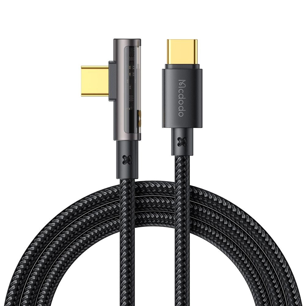 Mcdodo - Data Cable (CA-3400) - USB-C to USB-C, 90 Degree Design, 100W, Transparent Design, 1.2m - Black