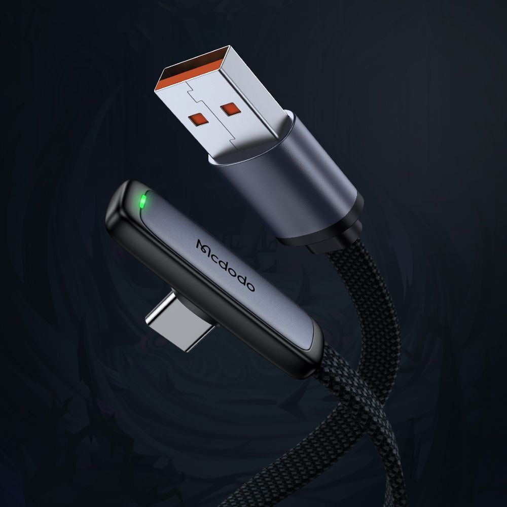 Mcdodo - Data Cable (CA-3340) - USB-C to USB-A, 90 Degree Design, 100W, LED Indicator, 1.2m - Black