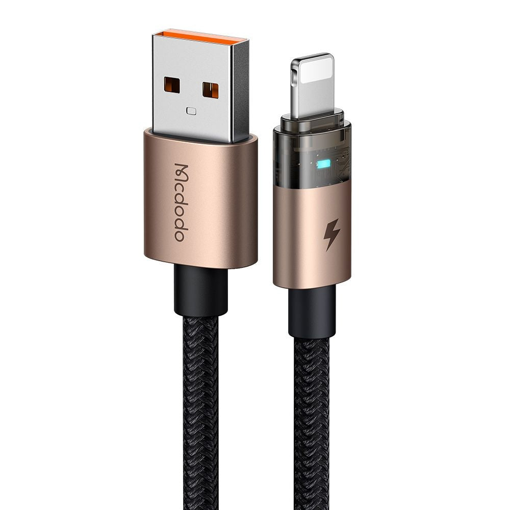 Mcdodo - Data Cable (CA-6911) - with Charging Light, USB-A to Lightning, Transparent Cable, 1.2m - Desert Gold