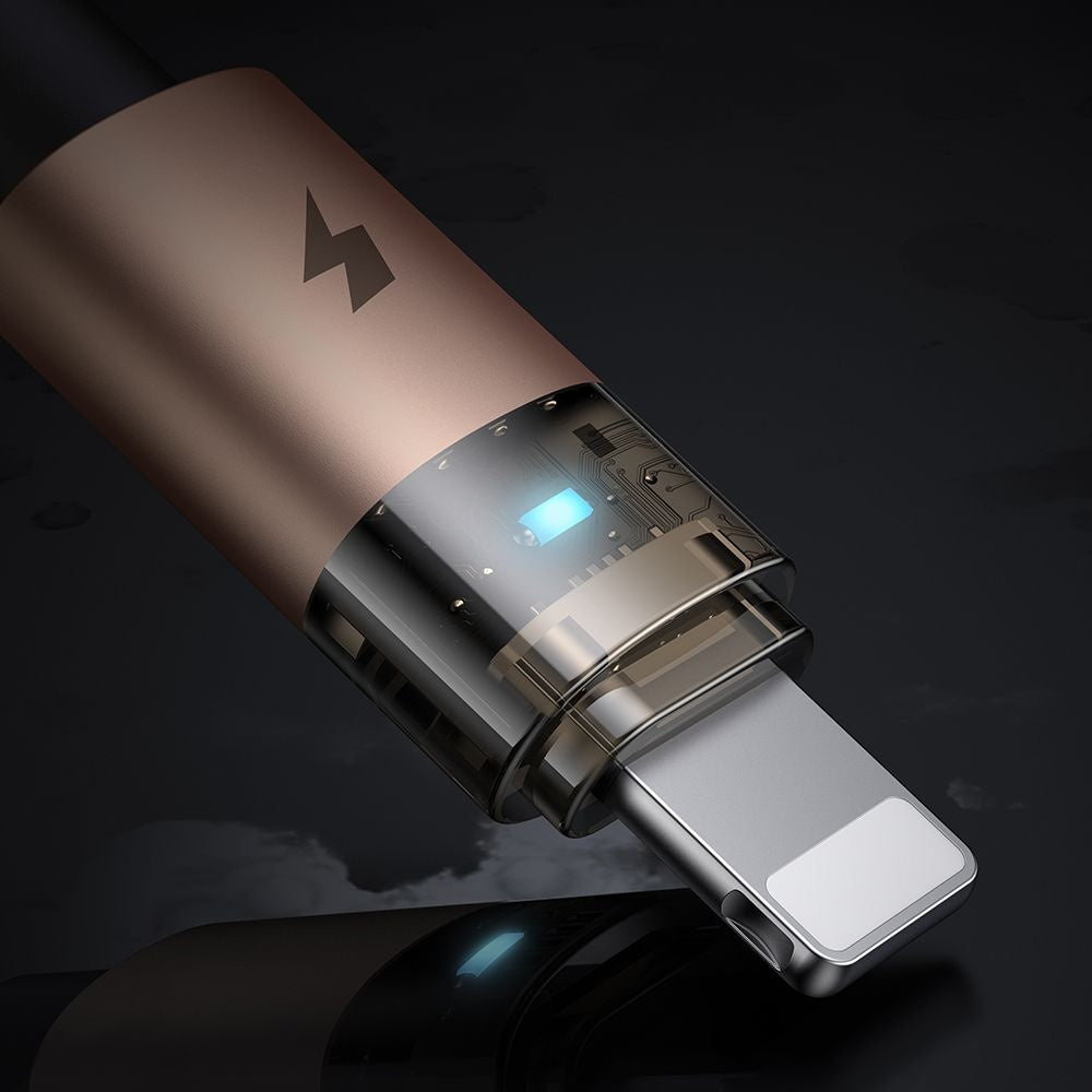 Mcdodo - Data Cable (CA-6911) - with Charging Light, USB-A to Lightning, Transparent Cable, 3A, 1.2m - Desert Gold