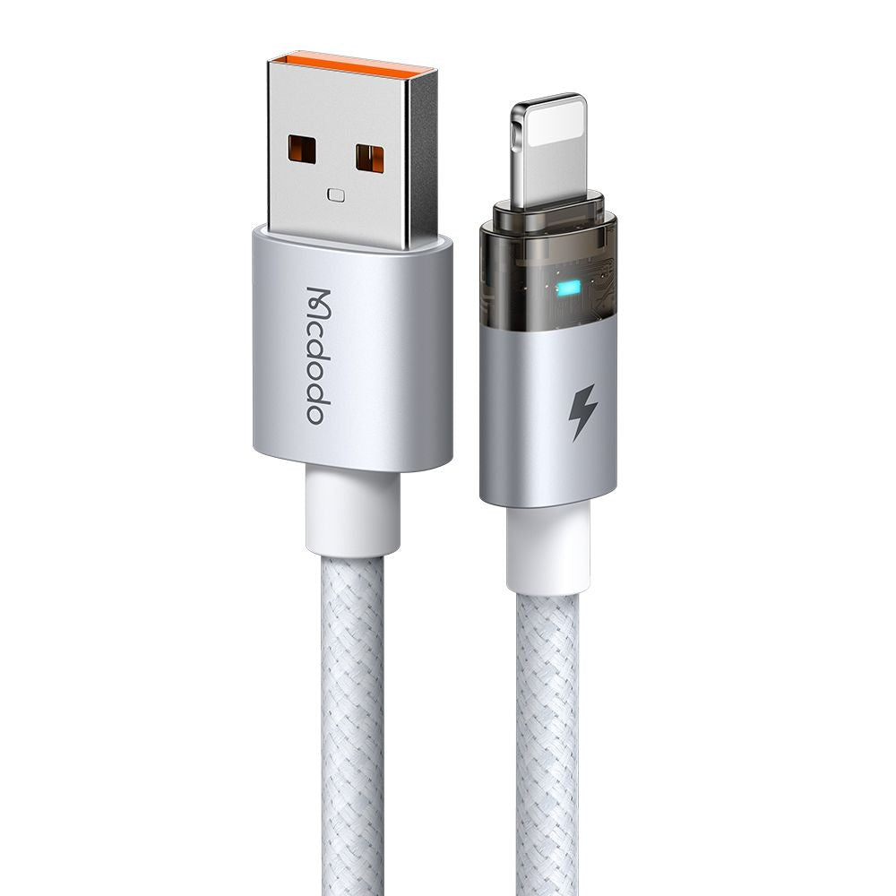 Mcdodo - Data Cable (CA-6912) - with Charging Light, USB-A to Lightning, Transparent Cable, 1.2m - White