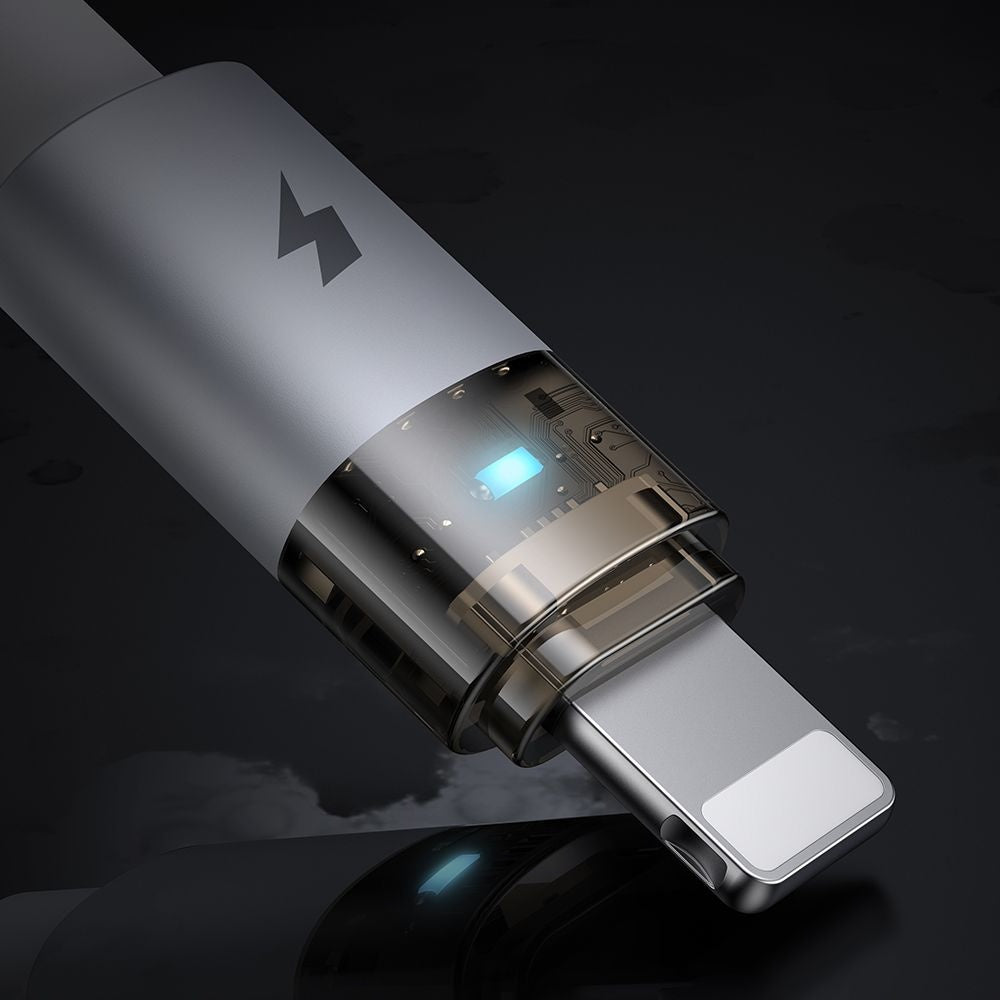 Mcdodo - Data Cable (CA-6912) - with Charging Light, USB-A to Lightning, Transparent Cable, 3A, 1.2m - White