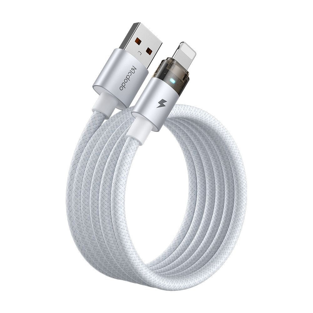 Mcdodo - Data Cable (CA-6912) - with Charging Light, USB-A to Lightning, Transparent Cable, 3A, 1.2m - White