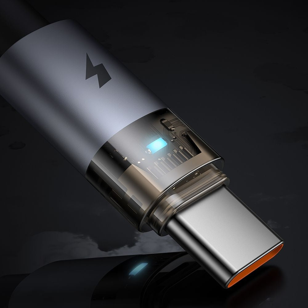 Mcdodo - Data Cable (CA-6890) - with Charging Light, USB-C to USB-A, Transparent Cable, 6A, 1.2m - Black