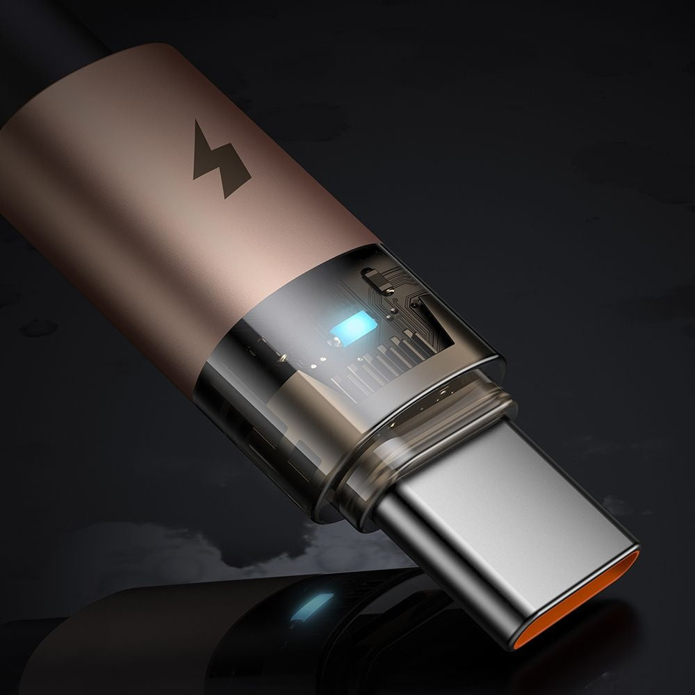 Mcdodo - Data Cable (CA-6891) - with Charging Light, USB-C to USB-A, Transparent Cable, 6A, 1.2m - Desert Gold