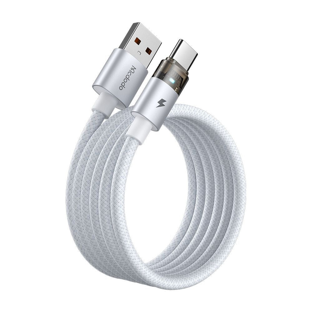 Mcdodo - Data Cable (CA-6892) - with Charging Light, USB-C to USB-A, Transparent Cable, 6A, 1.2m - White