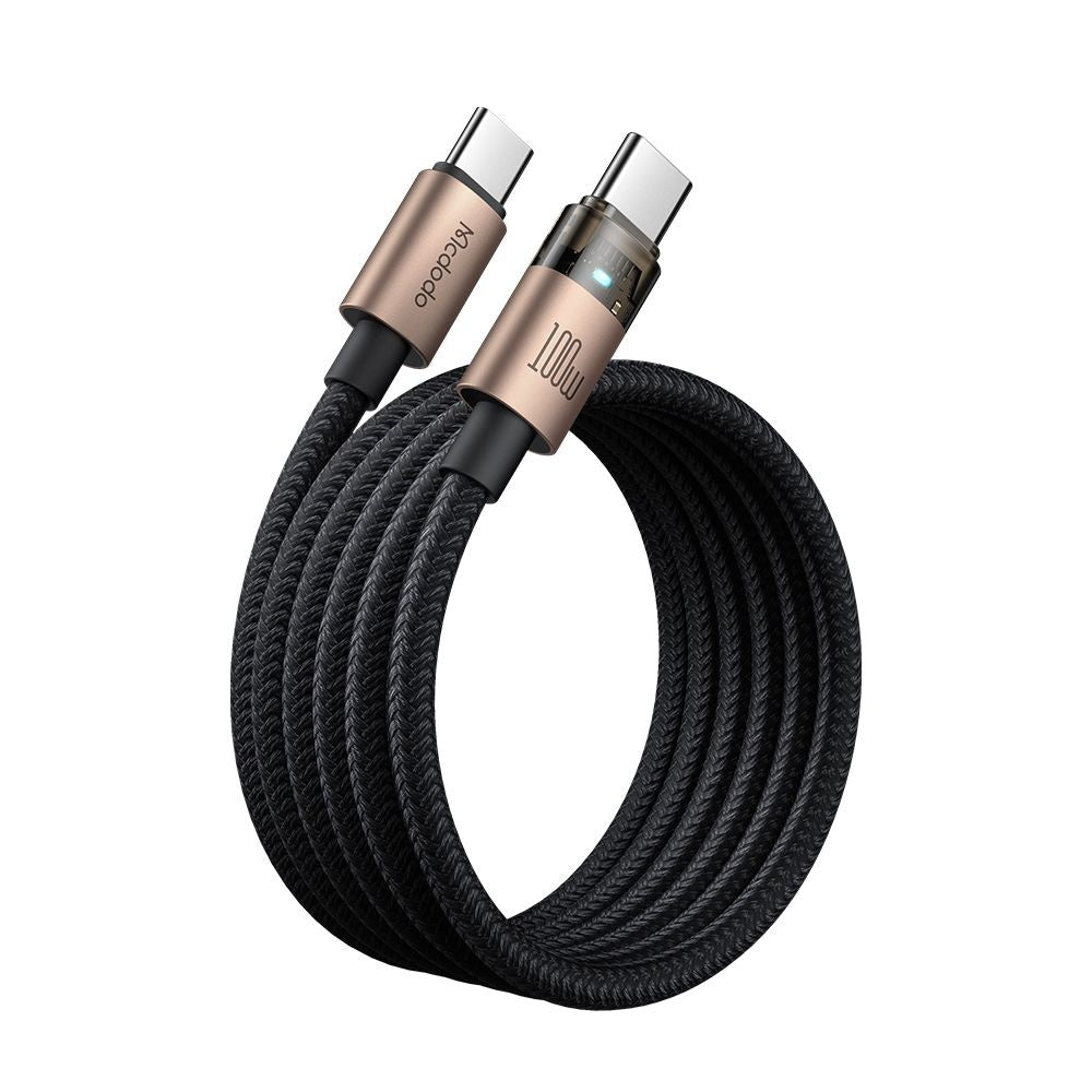 Mcdodo - Data Cable (CA-5581) - with Charging Light, USB-C to USB-C, Transparent Cable, 100W, 1.2m - Desert Gold