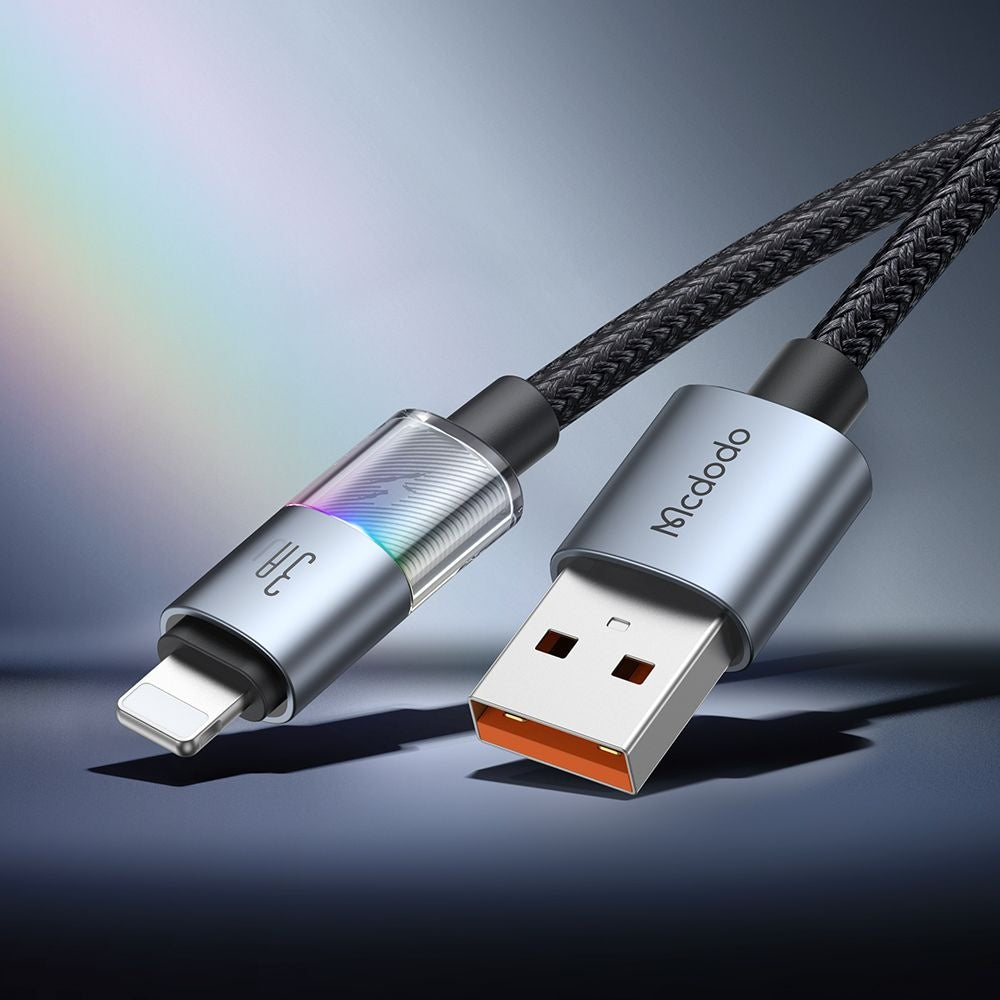 Mcdodo - Data Cable (CA-8170) - with Colorful Lights, USB-A to Lightning, 3A, 1.2m - Black
