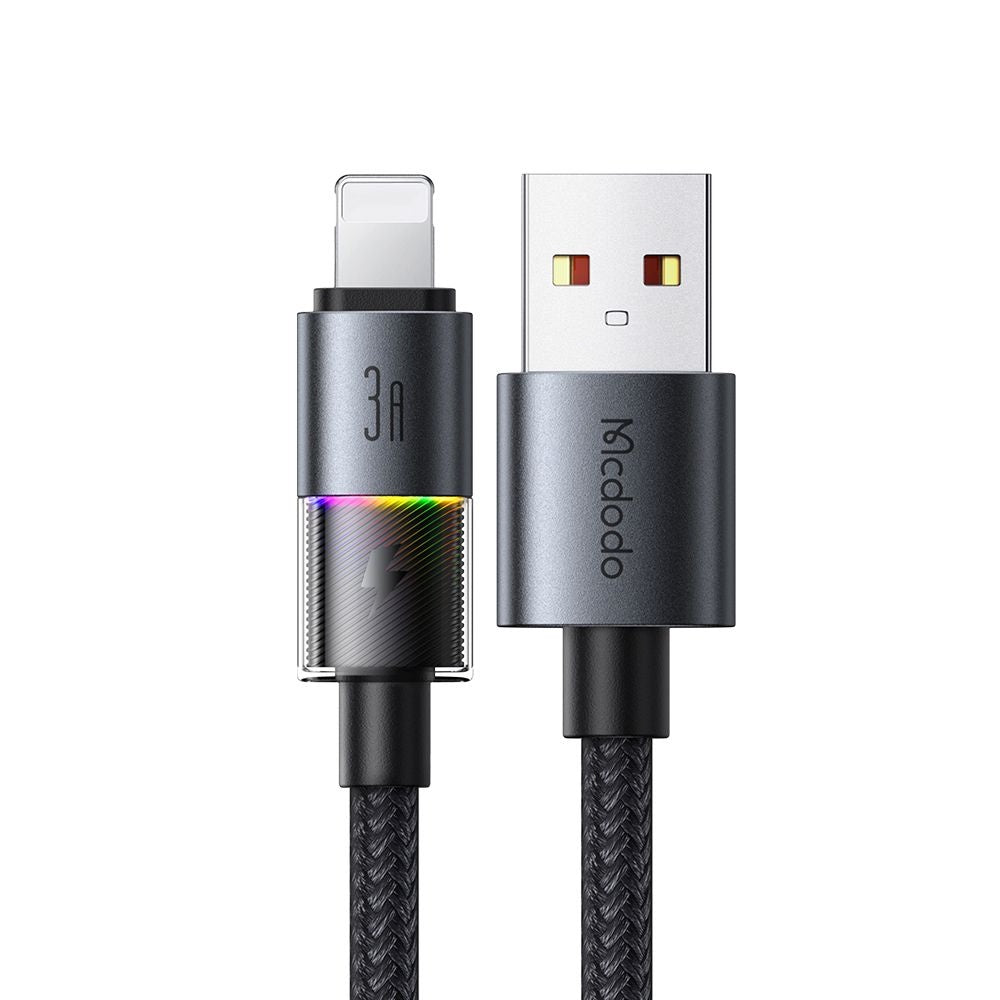 Mcdodo - Data Cable (CA-8170) - with Colorful Lights, USB-A to Lightning, 3A, 1.2m - Black