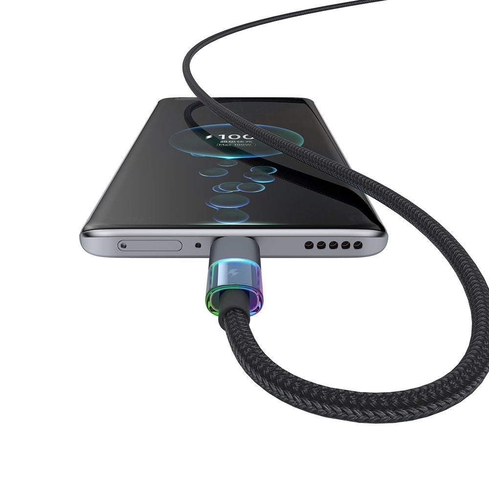 Mcdodo - Data Cable (CA-8180) - with 7 Colorful Lights, USB-A to USB-C, 6A, 1.2m - Black