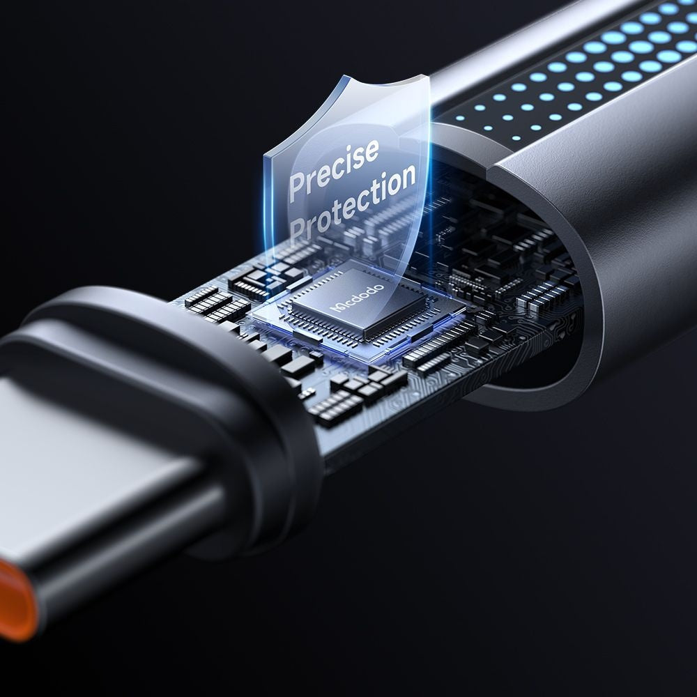 Mcdodo - Data Cable (CA-5180) - with Breathing Light, USB-A to USB-C, 100W, 6A, 1.2m - Black