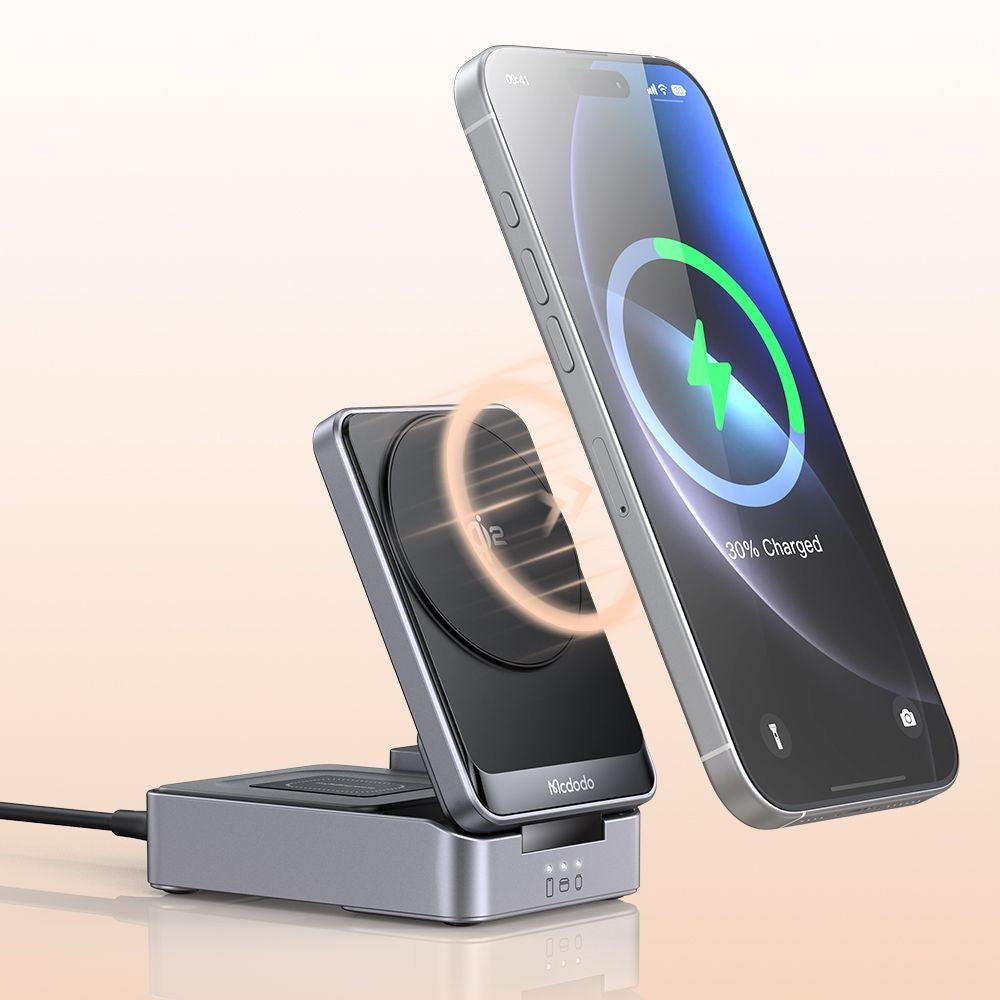 Mcdodo - Wireless Charging Station (CH-5192) - with Wall Charger + Type-C Cable, Qi2, 22.5W, MagQ - Grey