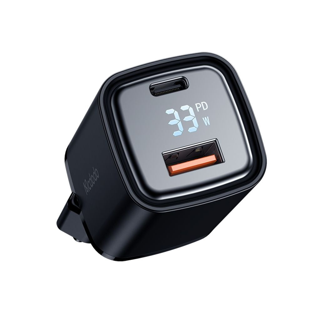 Mcdodo - Wall Charger Graphite Series (CH-1701) - USB-A, USB-C, 33W, Fast Charger, Digital Display - Black