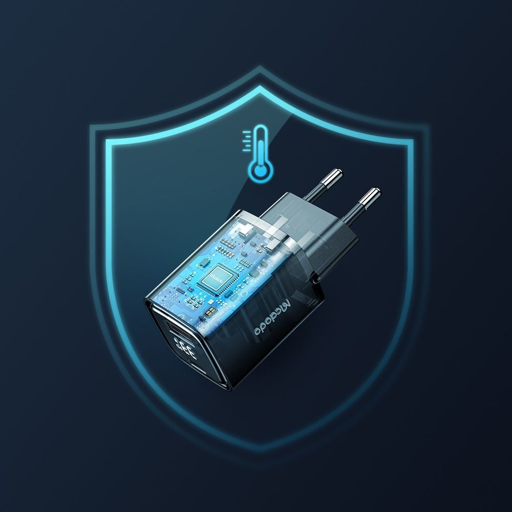 Mcdodo - Wall Charger Graphite Series (CH-1701) - USB-A, USB-C, 33W, Fast Charger, Digital Display - Black