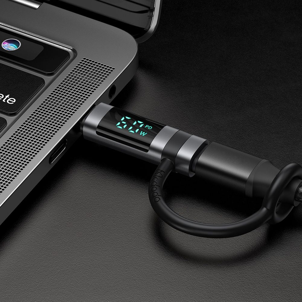 Mcdodo - Adapter Pigeon Series (OT-0180) - Silicone Hook, Aluminium Alloy, Lightning to USB-C, 60W, HD LED Display - Black