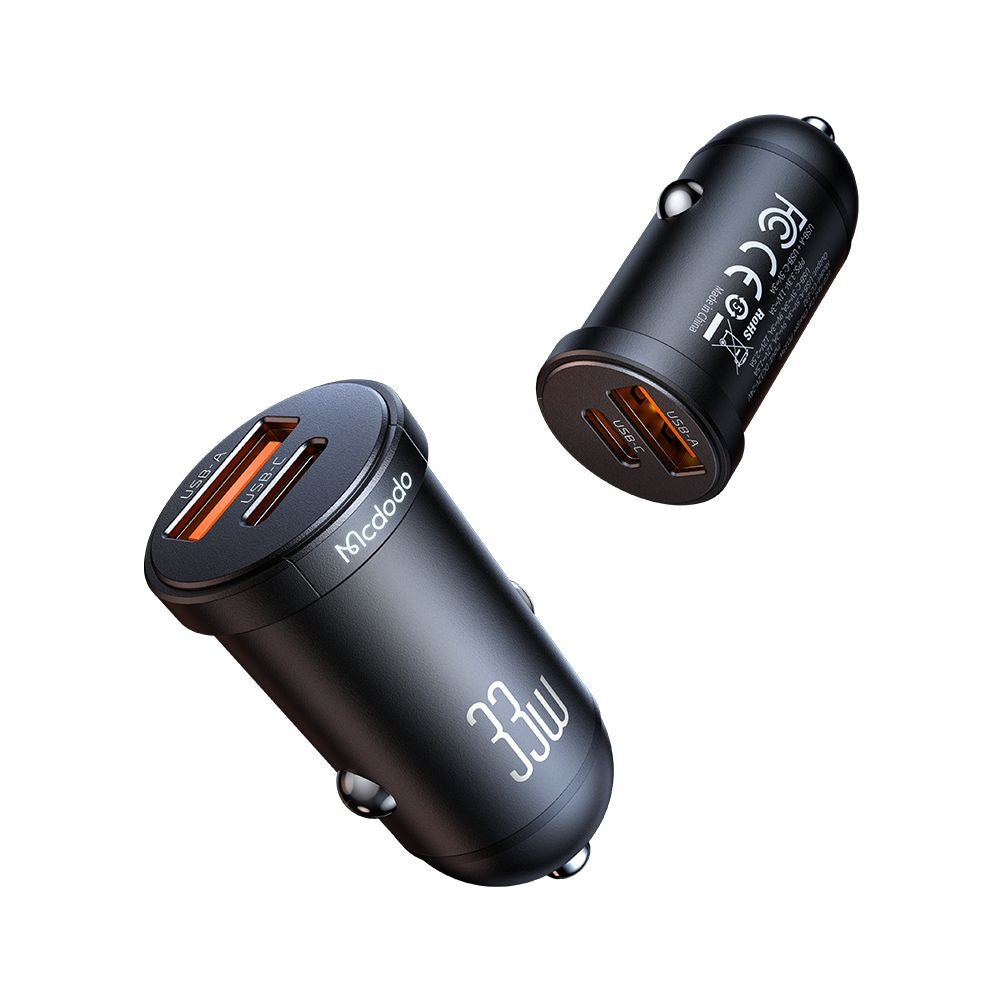 Mcdodo - Car Charger Cool Series (CC-2320) - Dual-Port, Fast Charger, 33W, Mini Size, 12-24V - Black
