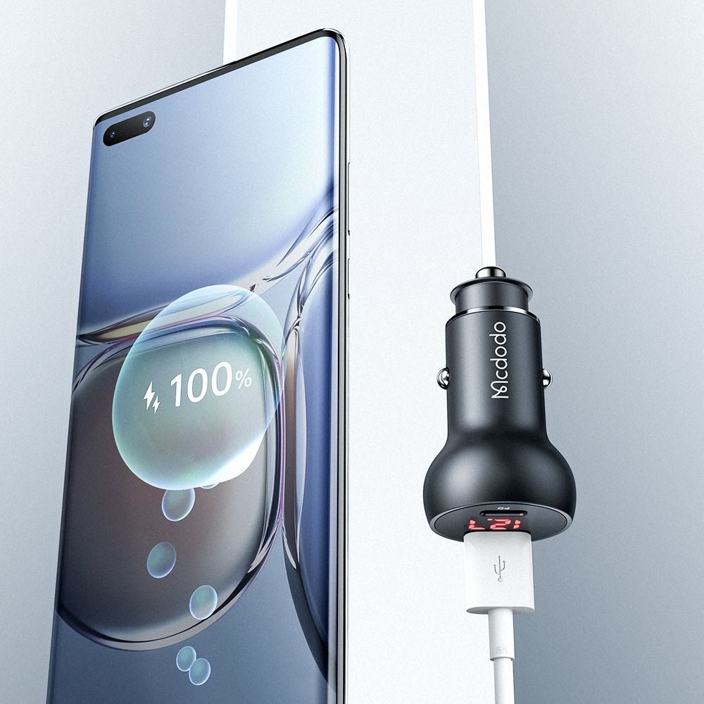 Mcdodo - Car Charger (CC-7030) - Dual Port, Fast Charging, 45W, Digital Display, Multiple Protections - Black