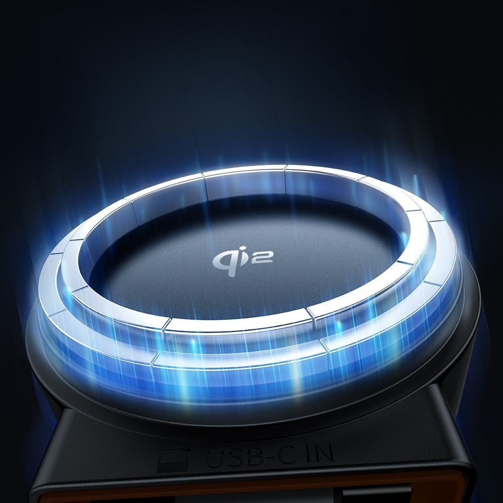 Mcdodo - Car Holder with Wireless Charging (CH-0091) - for Air Vent, 15W, Qi2, Built-in Retractable Cable - Desert Gold