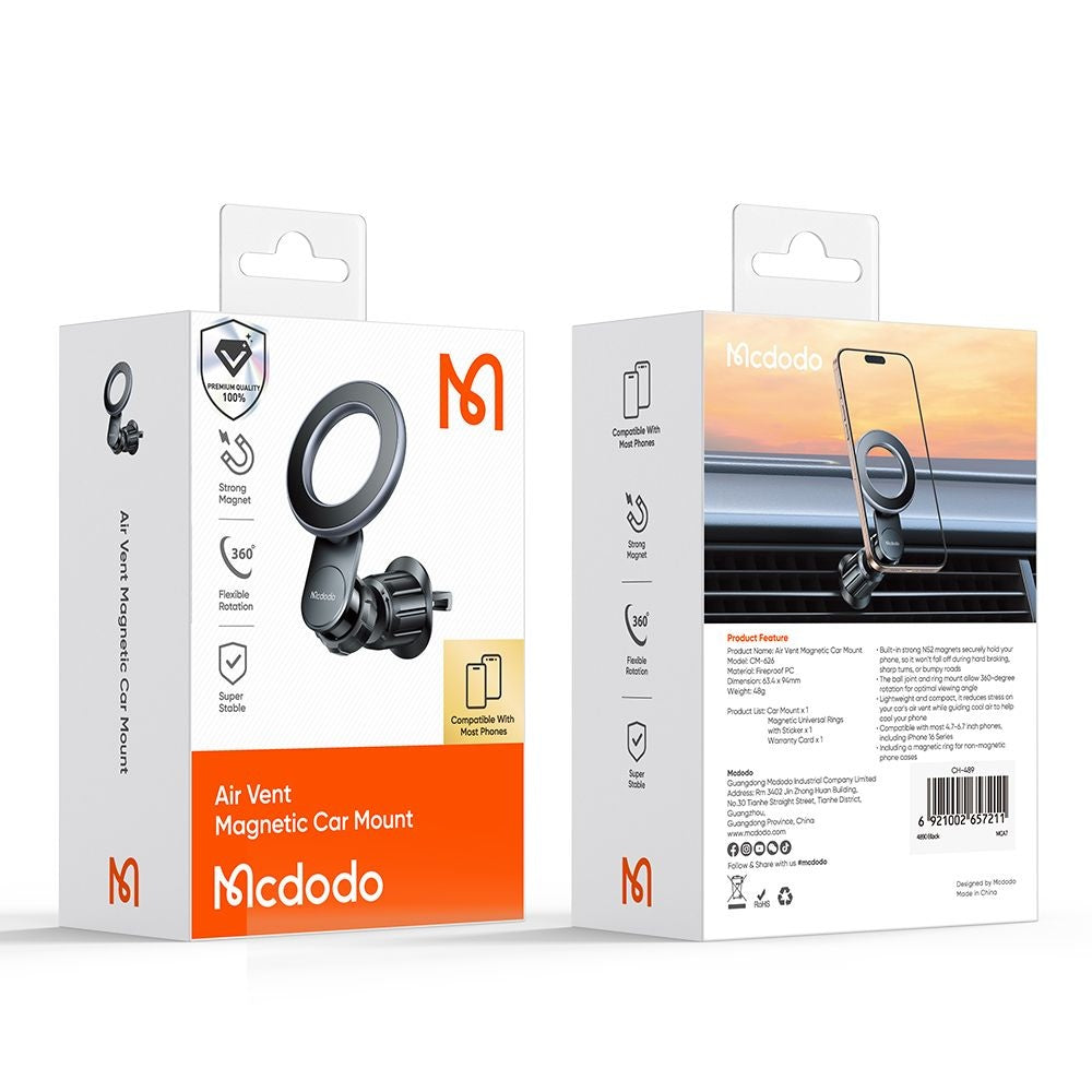 Mcdodo - Magnetic Car Holder (CM-6260) - for Air Vent, 360° Adjustable Rotation, Strong Magnet - Black