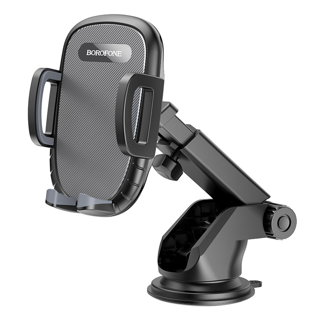 Borofone - Car Holder Windy (BH53) - with Suction Cup, for Dashboard/Windshield, 4.5-6.7" Phone - Black Grey
