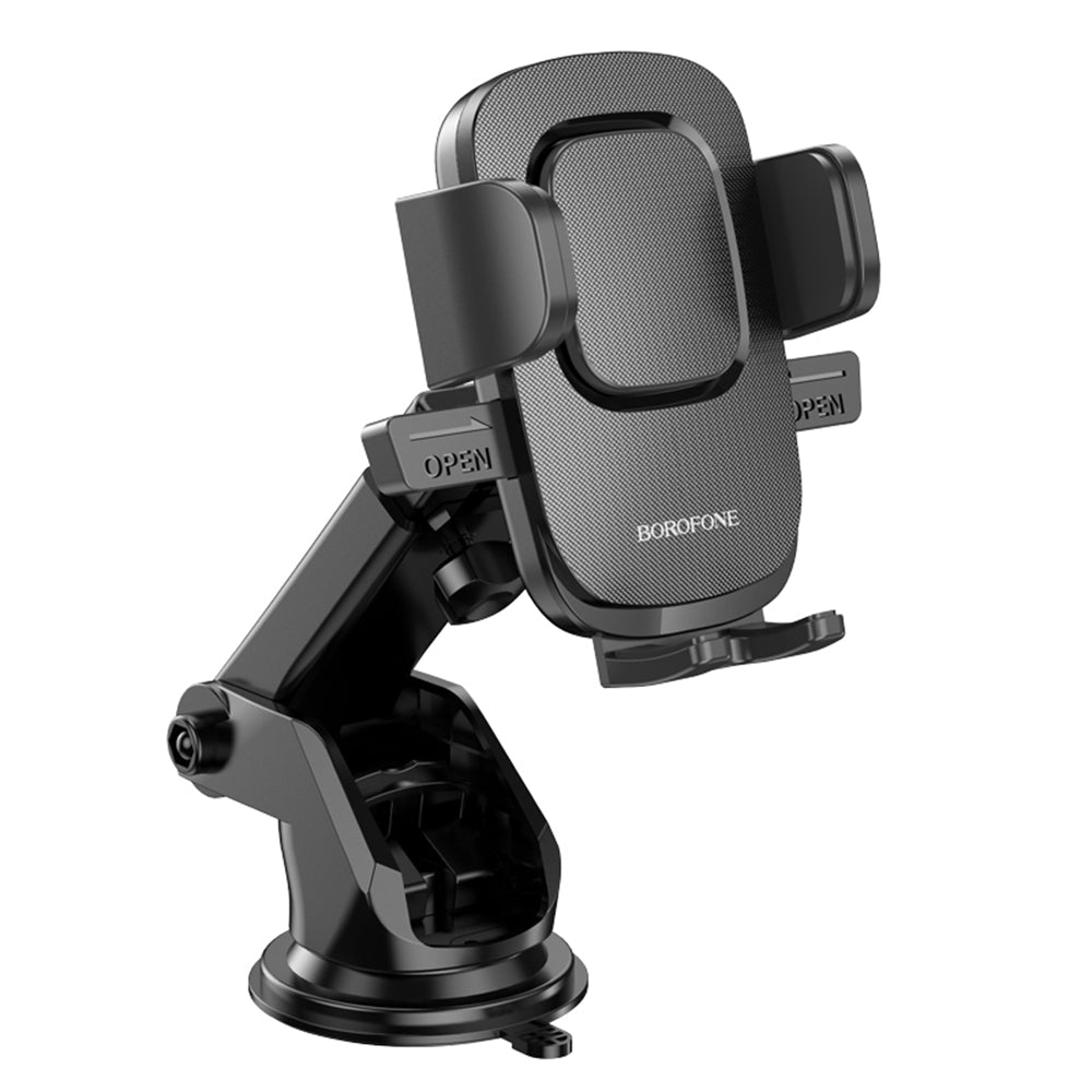 Borofone - Car Holder Dainty (BH60) - with Suction Cup, for Dashboard/Windshield, 4.5-7" Phone - Black Grey