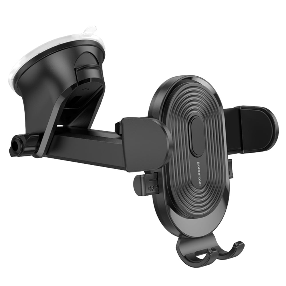Borofone - Car Holder Experience (BH85) - with Suction Cup, for Dashboard/Windshield, 360° Adjust, Telescopic Arm, 4.7–7" - Black
