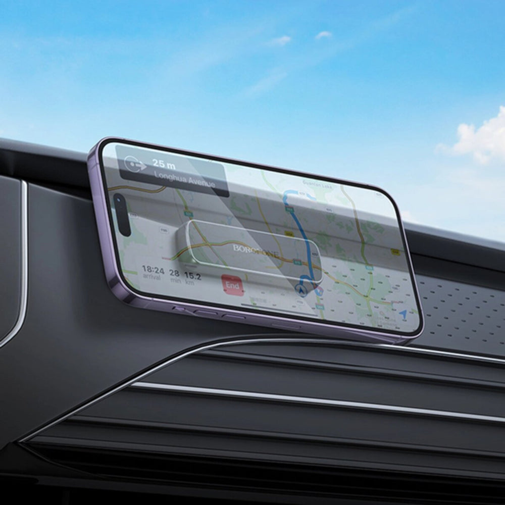 Borofone - Car Holder (BH121) - Magnetic, for Dashboard, Adhesive Base 4.5–7 inch - Black/Gray