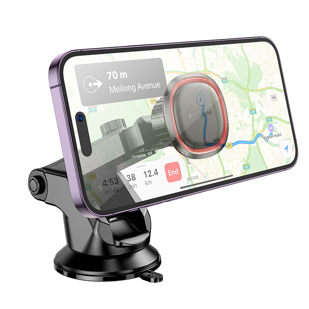 Borofone - Car Holder (BH125) - Magnetic, with Suction Cup, for Dashboard/Windshield, 360Â° Adjust - Black Gray