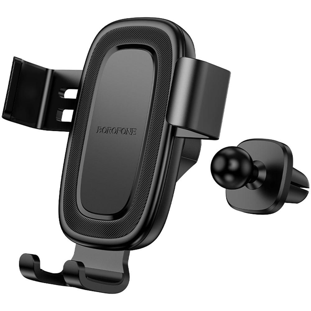Borofone - Car Holder Follower Gravity (BH129) - for Air Vent, 360° Adjust, Gravity Vent Mount, ABS Silicone, 6.1–7" - Black