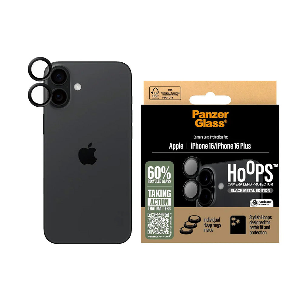 PanzerGlassÂ® - HoopsÂ® Camera Lens Protector - iPhone 16 / iPhone 16 Plus - Black