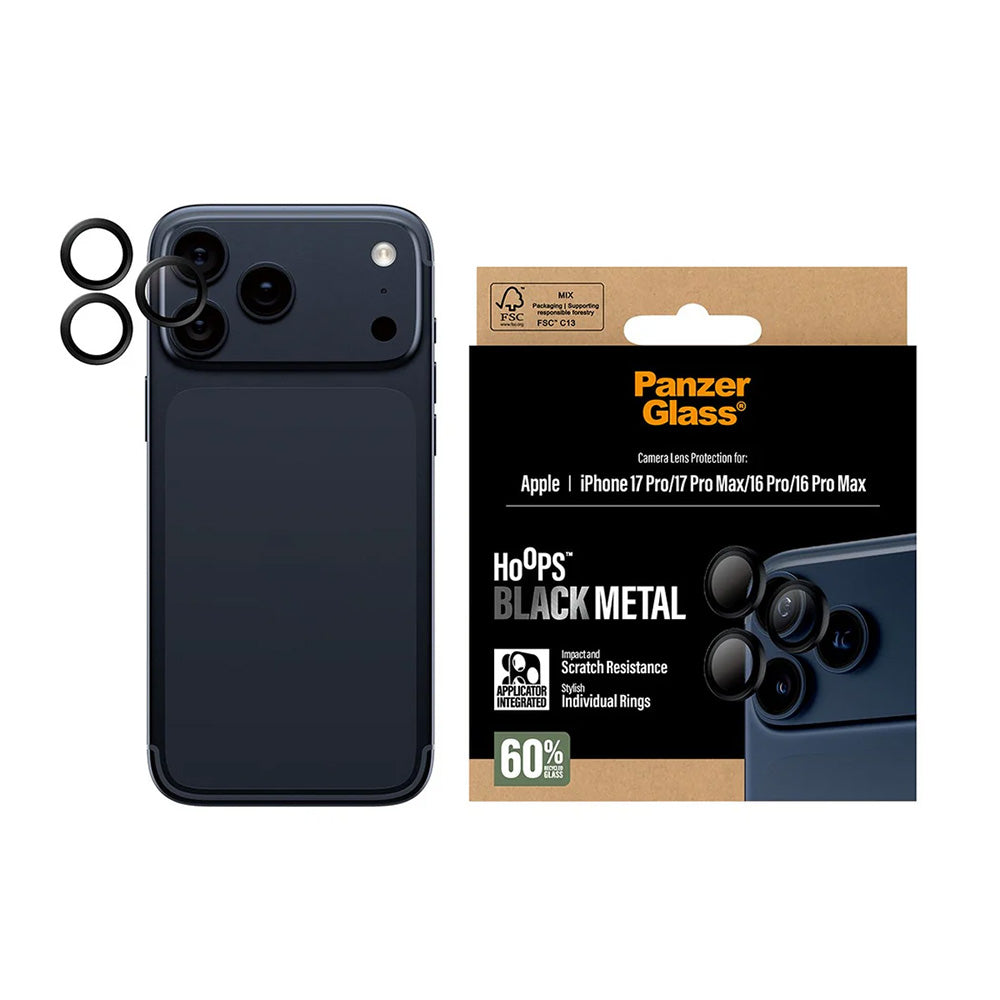 PanzerGlassÂ® - HoopsÂ® Camera Lens Protector - iPhone 17 Pro / iPhone 17 Pro Max / iPhone 16 Pro / iPhone 16 Pro Max - Black