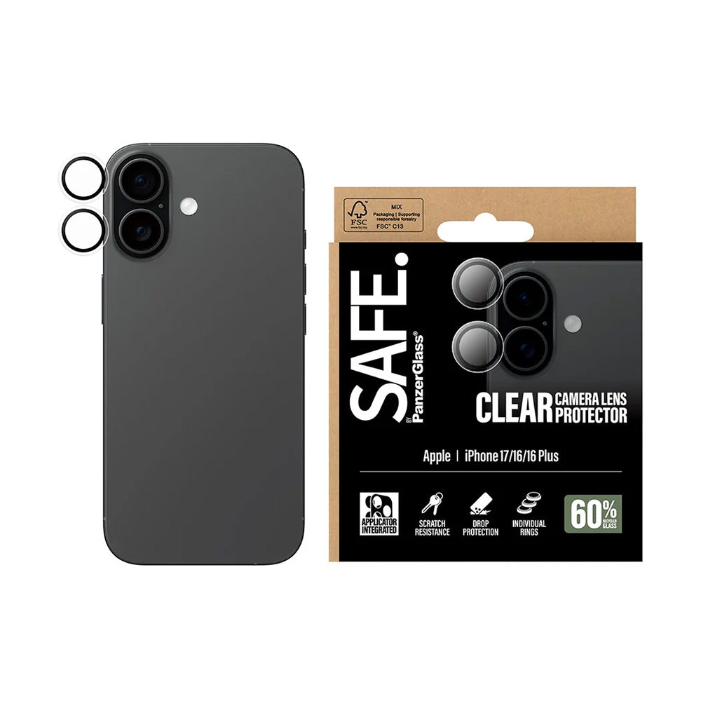 PanzerGlassÂ® - SAFE. Camera Lens Protector - iPhone 17 / iPhone 16 / iPhone 16 Plus - Clear