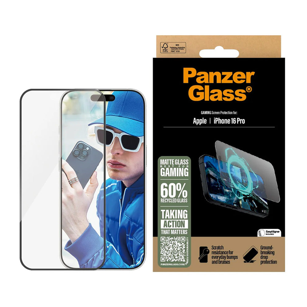 PanzerGlassÂ® - Ultra-Wide Fit Gaming Screen Protector - iPhone 16 Pro - Matte Black